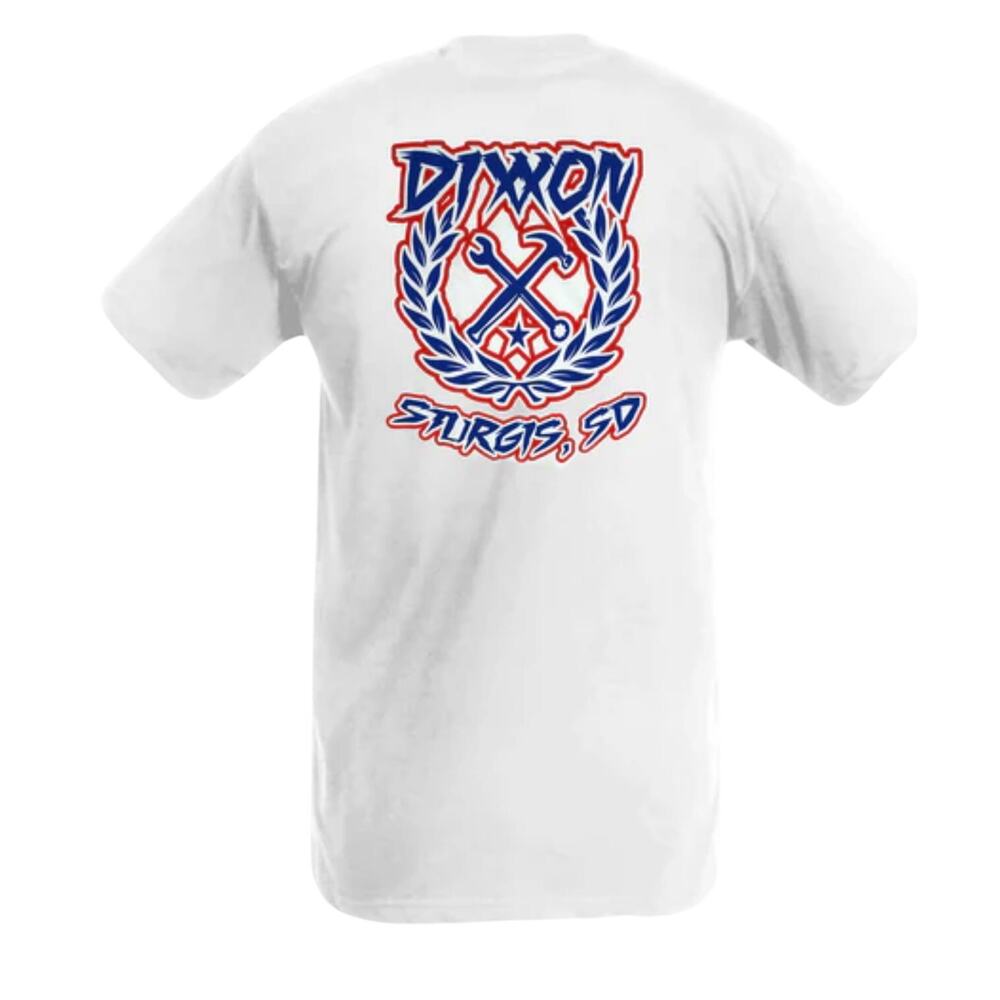 Dixxon Sturgis Rally Wrench Crest Tee, Biker Festival, White, Size Large, NWOT